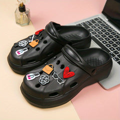 Women's Solid Indoor Slides Flatform Shoes