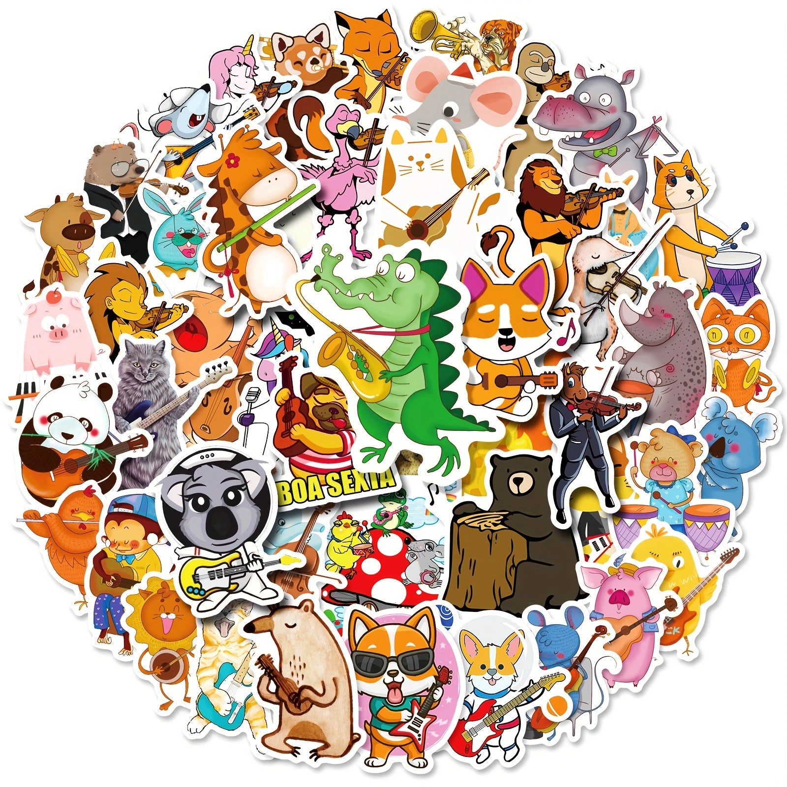 50pcs Animal Concert Stickers Waterproof Vinyl Music Sticker Cartoon Sticker
