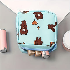 Cartoon Pattern Sanitary Napkin Bag Zipper Organizer Pouch