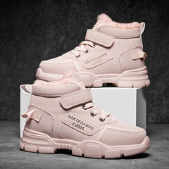 Boy's Snow Boots With Warm Plush Lining Winter Shoes