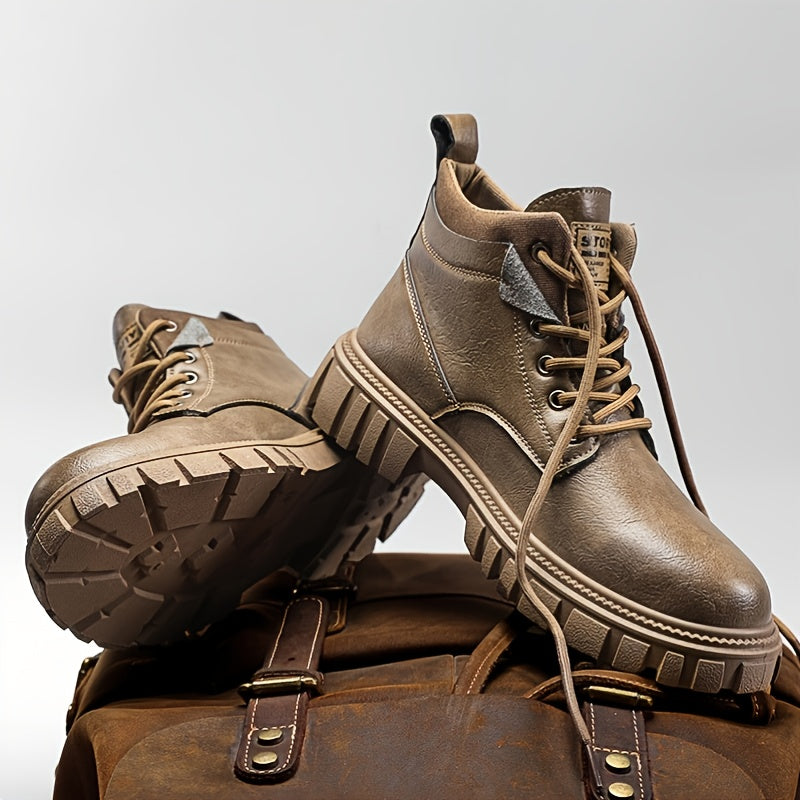 Men's Round Toe Lace-up Boots