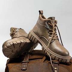 Men's Round Toe Lace-up Boots