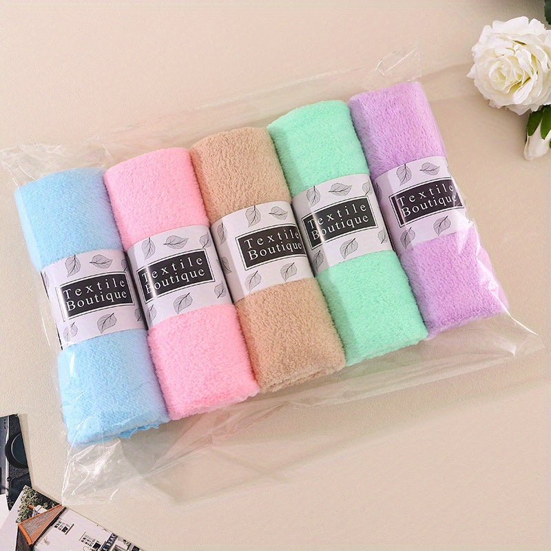 5pcs Coral Velvet Towels for Outdoor, Water Absorbent & Non-shedding