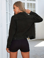 Women's Denim Jacket Button Lapel Coats