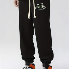 Bear Print Drawstring Sweatpants Loose Fit Pants Men's Casual Joggers