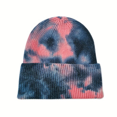 Tie Dye Windproof Knitted Hat for Outdoor Activities