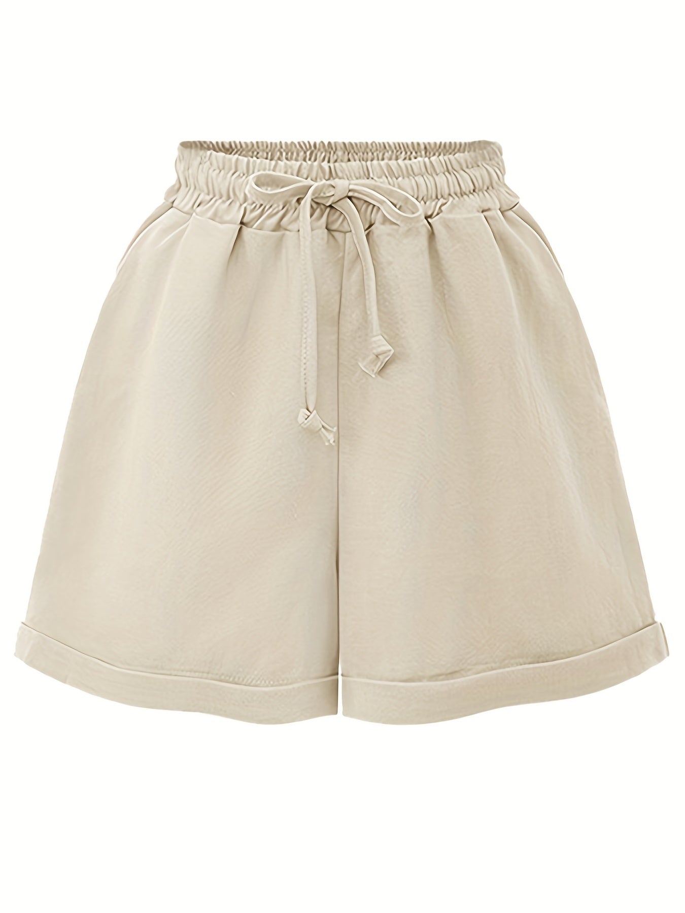 Casual Shorts Women's Plus Solid High Rise Slight Stretch