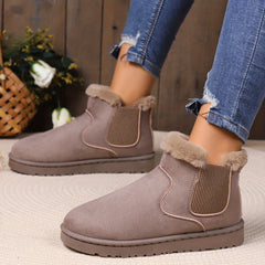 Women's Solid Snow Boots Slip On Round Toe Non slip High Top Velvet Warm Shoes