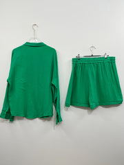 Long Sleeve Shirt & Shorts Outfit Set