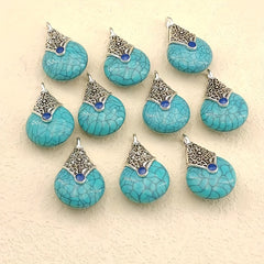 10pcs Vintage Turquoise Necklace Pendants For Jewelry Making
