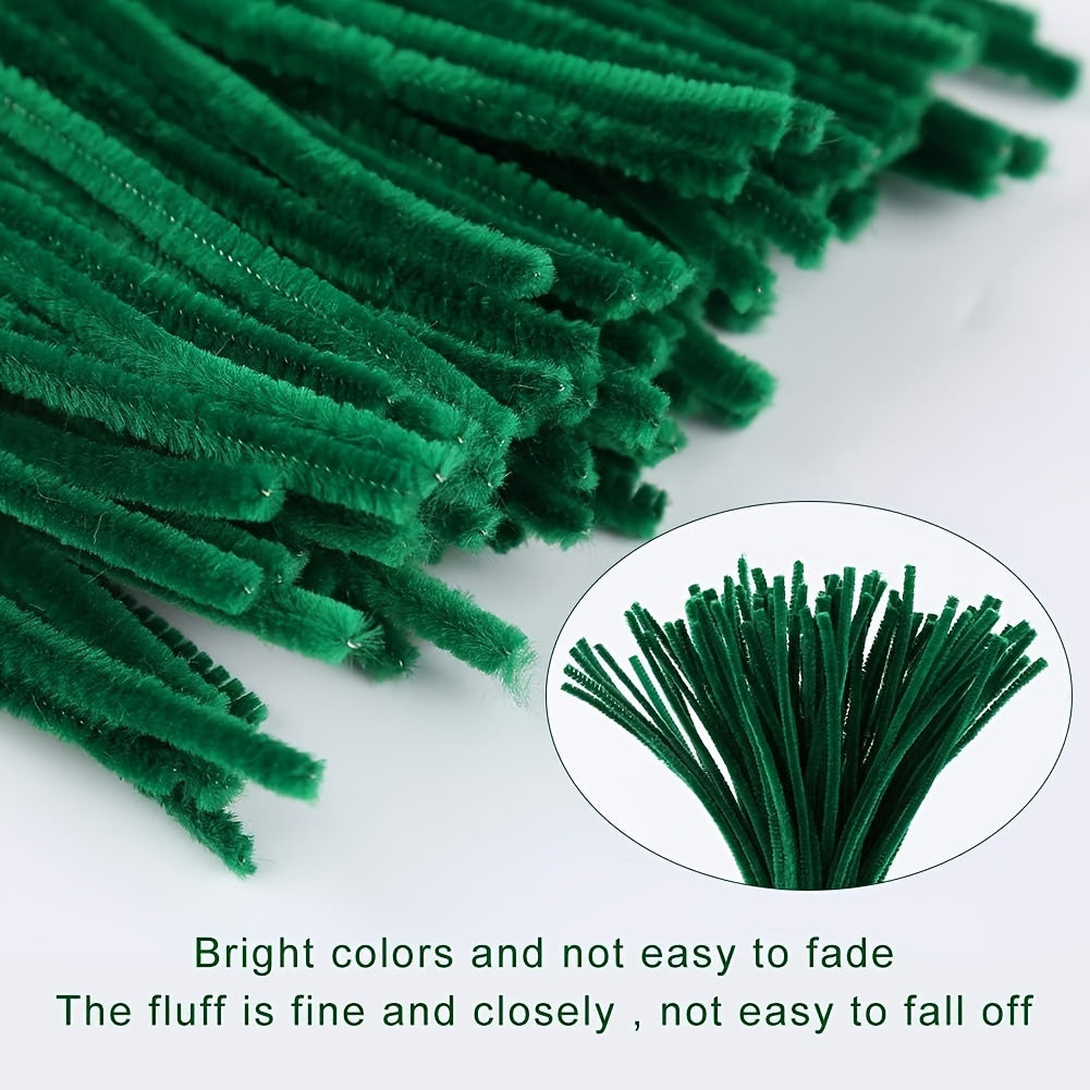 300pcs Dark Green Pipe Cleaner Craft Chenille Rod Christmas DIY Craft