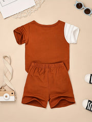 Toddler Boys Block T-shirt & Shorts Set for Summer Holiday