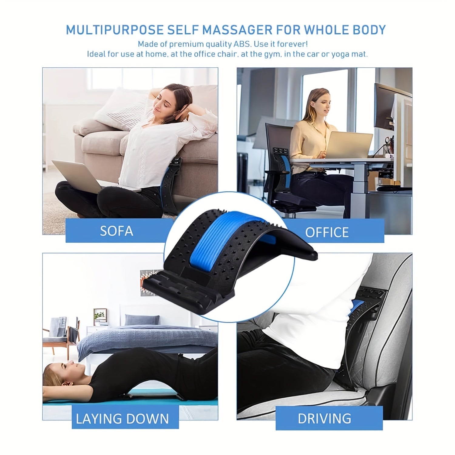 Adjustable Magnetic Back Stretcher with Cooling Sports Towel