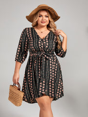Ditsy Floral Print Half Sleeve V Neck Midi Dress