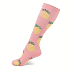 6 Pairs Fruit Print Compression Sports Socks Knee High for Women & Men