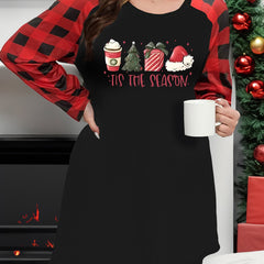 Christmas Casual Loungewear Dress Women's Plus Christmas Tree Print