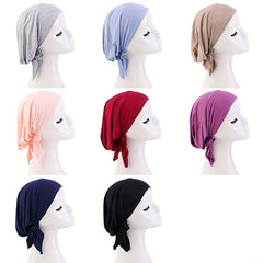 Solid Inner Turban Cap Elastic Head Wrap Underscarf