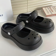 Women's Cut Out Platform Clogs Non Slip Slide Shoes