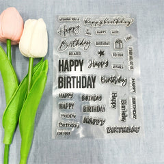 1PC English Birthday Transparent Stamp DIY Decoration