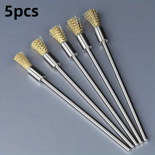 5pcs 3.94in Extended Steel Copper Wire Brush Pen Rust Paint Removal