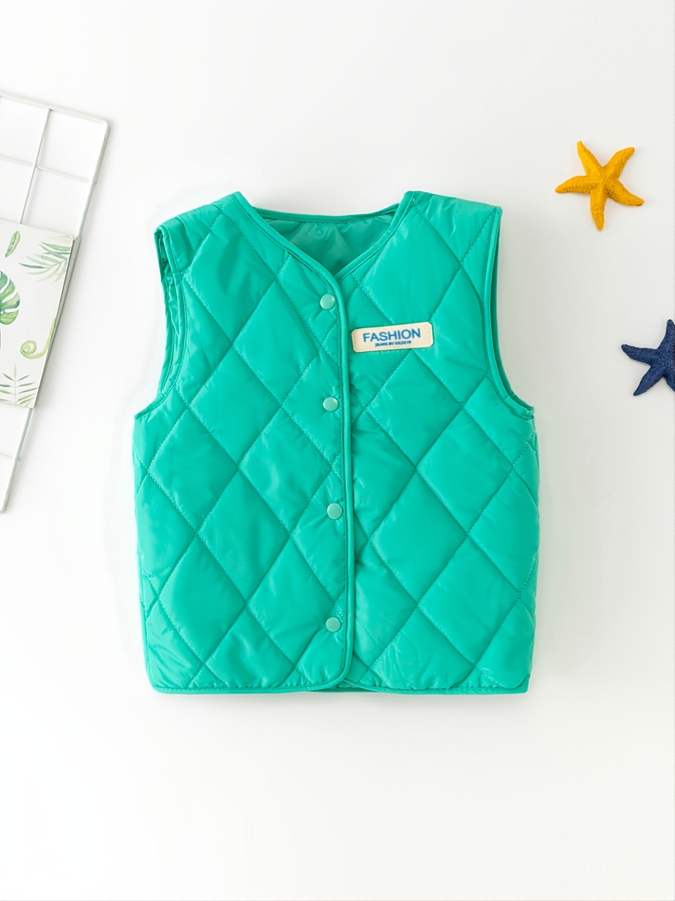 Kids Solid Alphabet Warm Vest Autumn And Winter