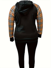 Plaid Print Hoodie & Pants Set