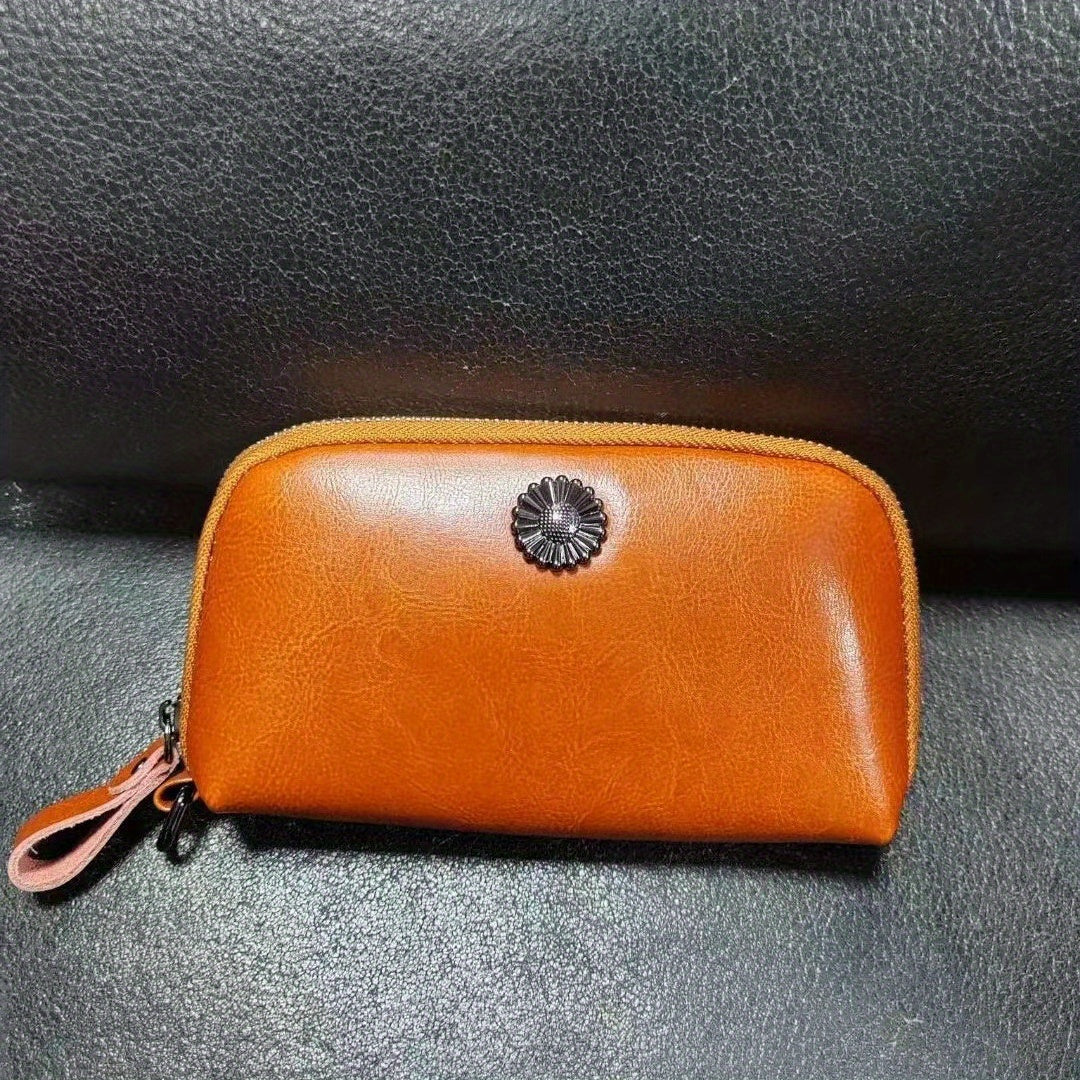 Women's Zipper Wallet Coin Purse Phone Case Handbag Wristlet Coffee Green