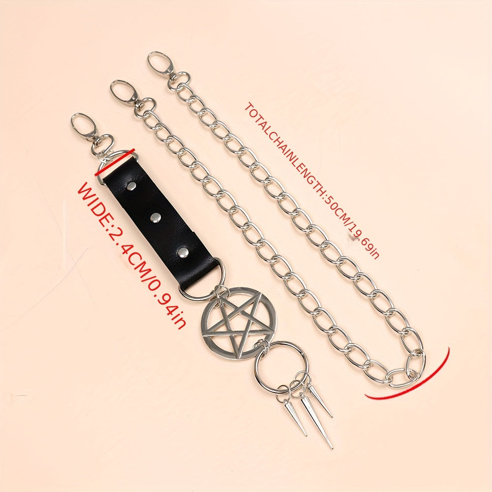 Metal Punk Pentagram Spike Pants Chain Rock Hip hop Accessories