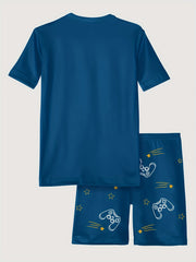 Boy's Moon Astronaut Pajama Set Short Sleeve Top & Shorts
