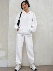 Casual Hoodie & Pants Set w/ Kangaroo Pocket, Drawstring - Women