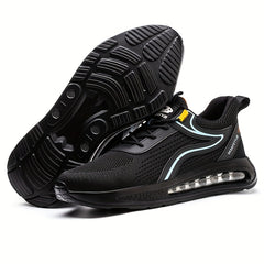 Men's Steel Toe Work Safety Shoes Breathable Knitted Non Slip Puncture Proof