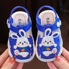 Cartoon Rabbit Hook And Loop Sandals Lightweight Non Slip Comfy Walking Shoes
