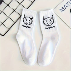 5 pairs Men's Funny Print Crew Socks for Basketball Sport Casual