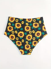 Sunflower Ruched High Waisted Bikini Bottoms