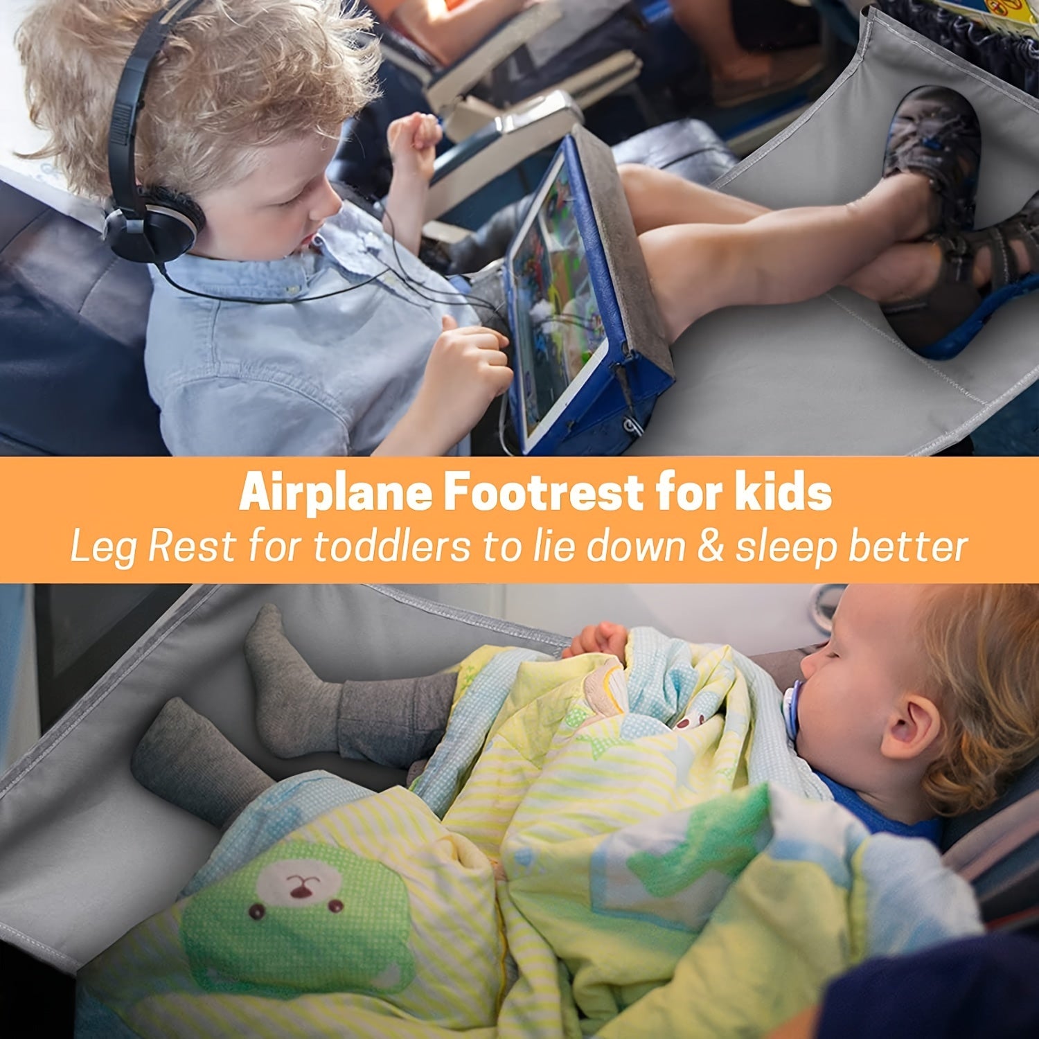 Kids Airplane Seat Extender & Footrest Hammock for Travel