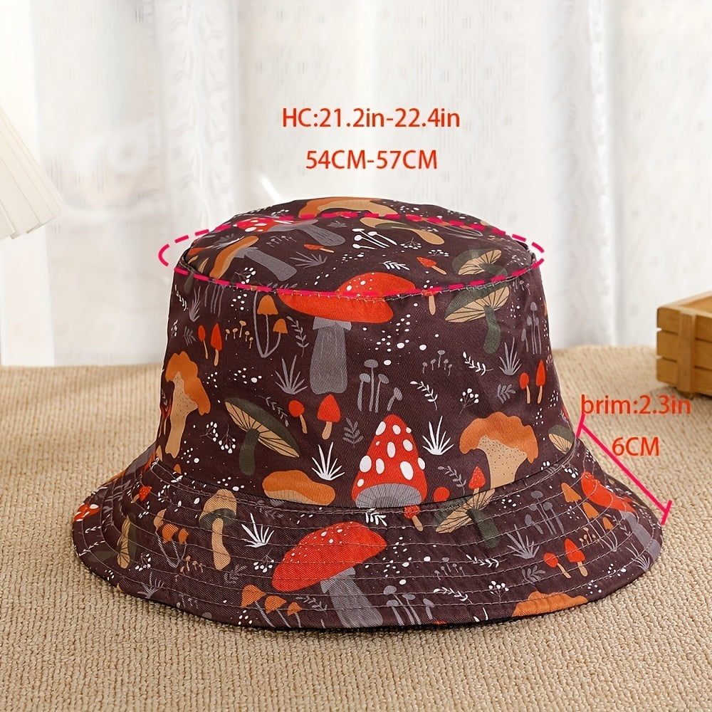 Mushroom Print Fisherman Hat for Sun Protection Outdoors