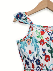 Toddler Girls Flowers Ruffle Trim Rompers Jumpsuits