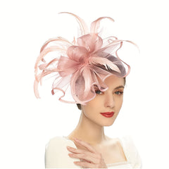 Faux Feather Mesh Hair Clip Fascinator Tea Party Horse Race Accessory