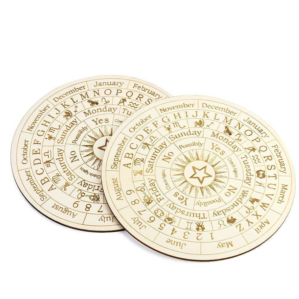 Wooden Twelve Constellation Pendulum Board for Meditation, Yoga & Wicca