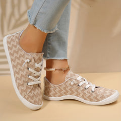 Women's Flat Canvas Shoes Casual Lightweight Lace Up Sneakers