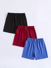 3pcs Boys Comfortable Solid Shorts Quick drying For Summer