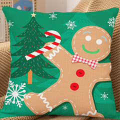 Gingerbread Man Short Plush Pillowcase for Christmas Party