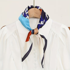 Geometric Print Bandana Block Shawl Satin Square Scarf Neckerchief Head Wrap