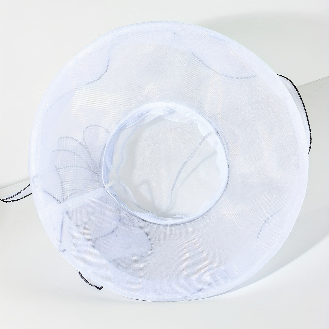 Wide Brim Sun Hat Organza Bridal Wedding Hat 3D Flower Church Hat