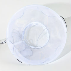 Wide Brim Sun Hat Organza Bridal Wedding Hat 3D Flower Church Hat