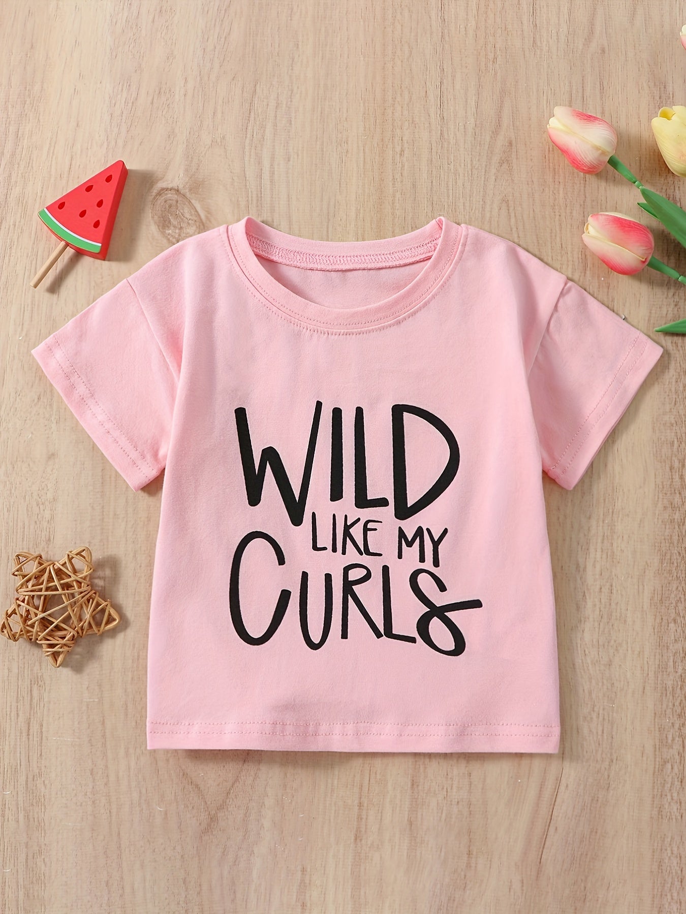 Baby Girls Casual Cotton Wild Like My Curls T shirt