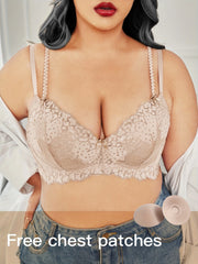 Floral Jacquard Bralette Semi Sheer Stretch Bra