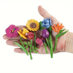 Colorful Flower Models Sunflower Rose Tulip Figurines PVC Garden Decor