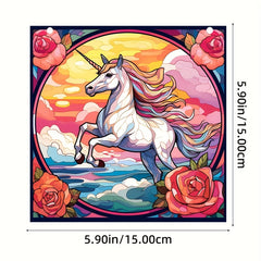 Unicorn Acrylic Stained Window Hanging Hand Painted Outdoor Panel Decor