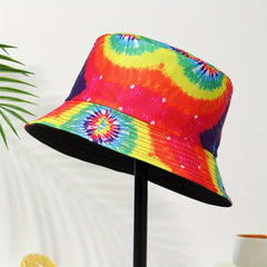 Boho Tie Dye Bucket Hat Vintage Fisherman Cap